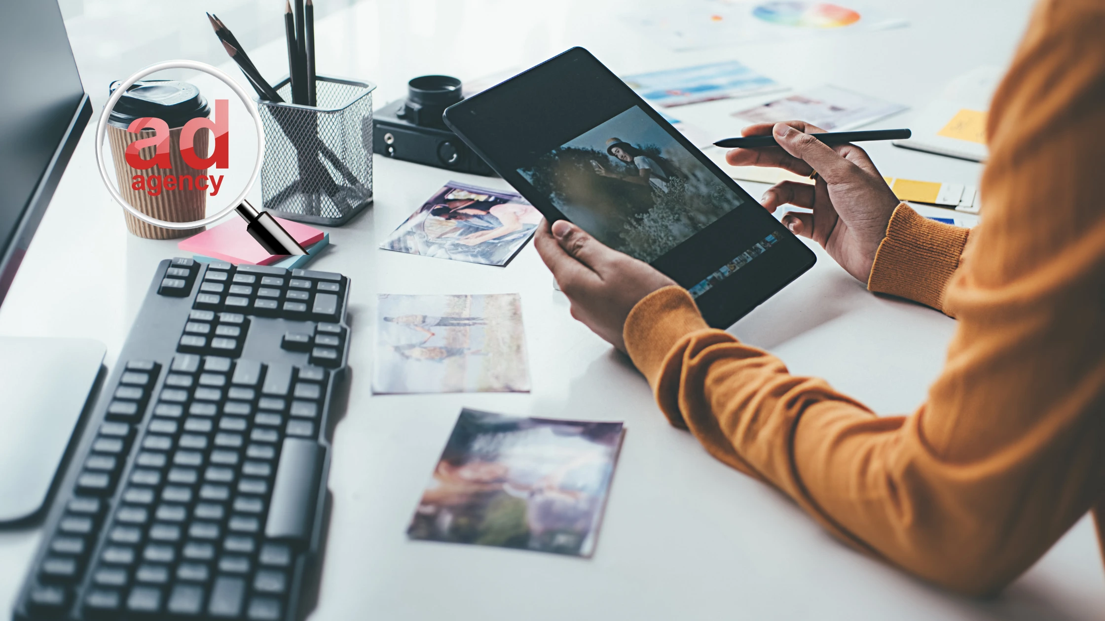 Digital marketing expert setting up an online ad campaign for a client in a Ghanaian office.
